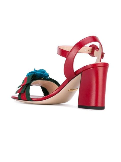 Shop Gucci Floral-embellished Sandals In Red