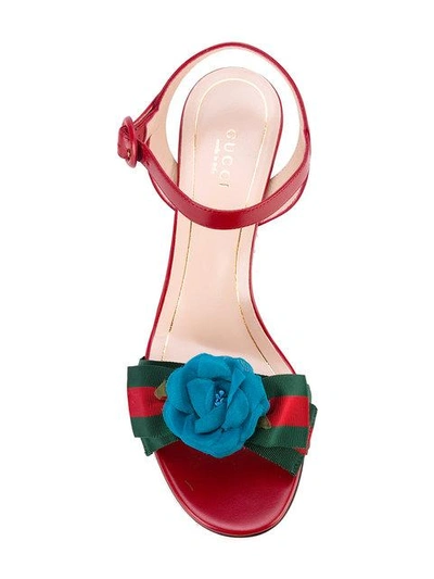 Shop Gucci Floral-embellished Sandals In Red