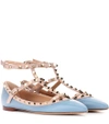 VALENTINO GARAVANI ROCKSTUD LEATHER BALLERINAS,P00266164