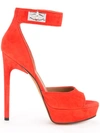 Givenchy Shark Lock Leather Platform Sandals In Red