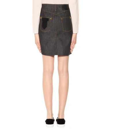 Shop Coach Denim Embellished Mini Skirt In Llack