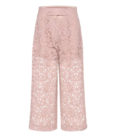 Valentino Lace Wool And Silk Culottes In Wild Rose