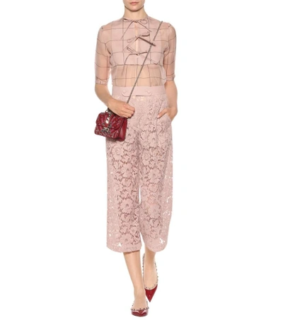 Shop Valentino Lace Wool And Silk Culottes In Wild Rose