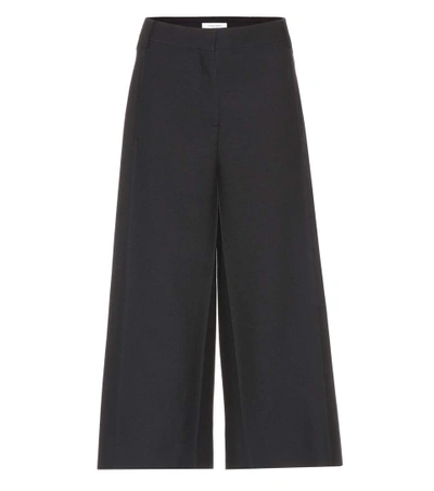 Valentino Cropped Virgin Wool And Silk Trousers In Black