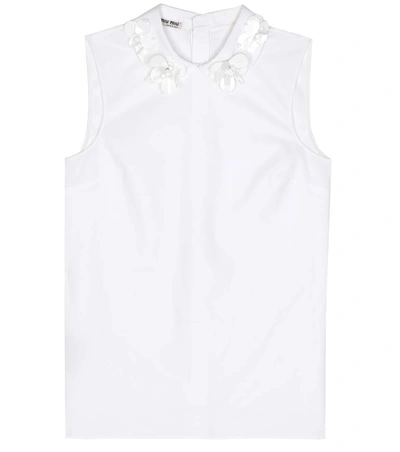 Miu Miu Exclusive To Mytheresa.com – Sleeveless Embellished Cotton Top In Liaeca