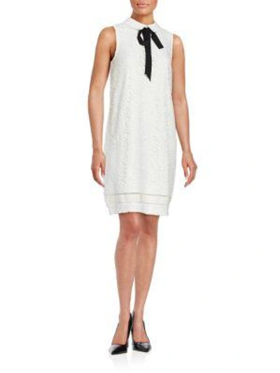 Karl Lagerfeld Sleeveless Lace Embroidered Dress In Ivory