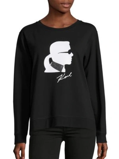 Karl Lagerfeld Signature Logo Sweatshirt In Black White
