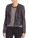 JOIE Cropped Leather Moto Jacket