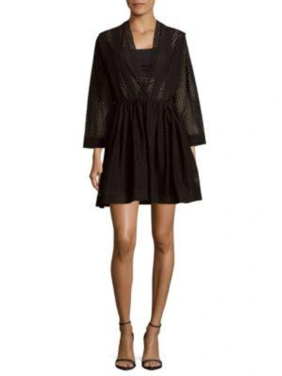 Iro Leonore Long-sleeve Perforated Dress In Black