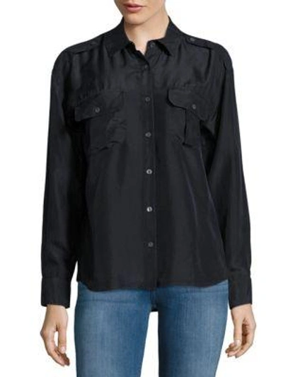J Brand Edie Silk Casual Button-down Shirt In Chrome