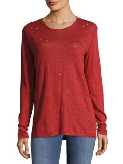 Iro Marvina Textured Linen Pullover In Red