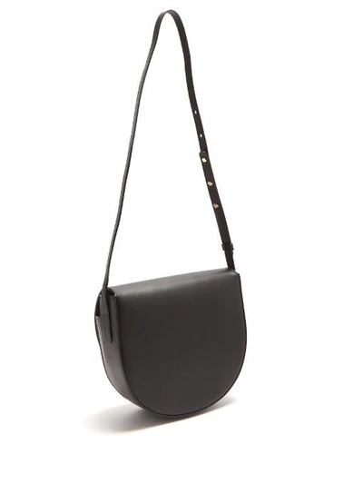 Mansur Gavriel Saddle Leather Shoulder Bag In Black | ModeSens