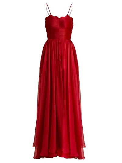 Maria Lucia Hohan Marianne Laced-back Silk Gown In Rose-red