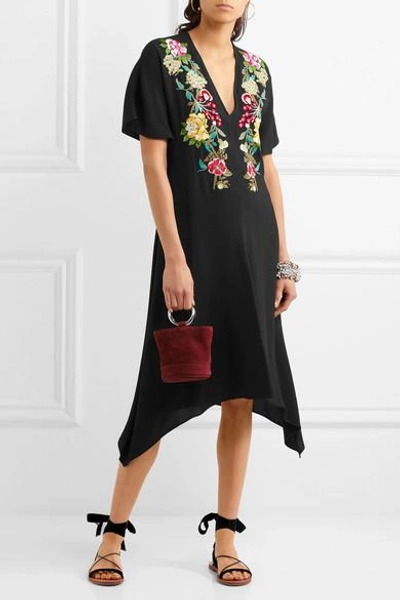 Shop Etro Embroidered Crepe Dress