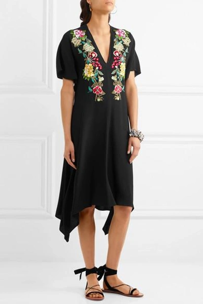 Shop Etro Embroidered Crepe Dress