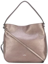 HOGAN metallic hobo bag,CALFLEATHER100%