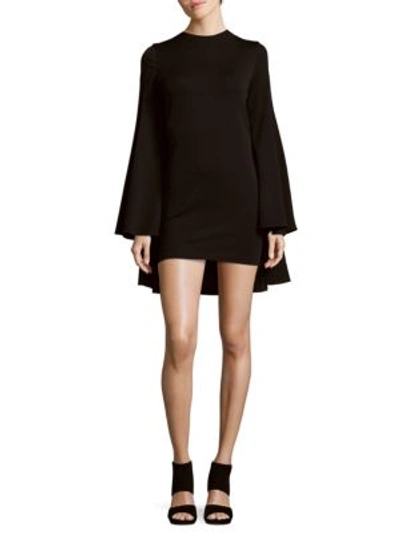 Brandon Maxwell Caped Wool-blend Mini Dress In Black
