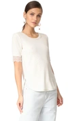 3.1 PHILLIP LIM RIB T SHIRT WITH LACE SLEEVE DETAIL