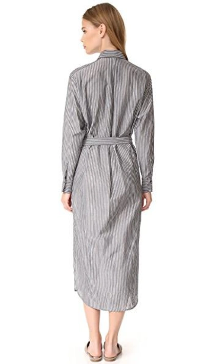 Shop Vince Double Stripe Shirtdress In Black/off White