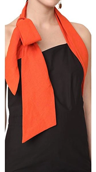 Shop Isa Arfen Knot Halter Dress In Tangerine