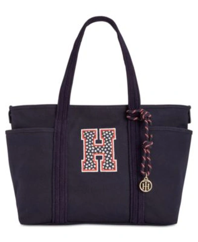 Tommy Hilfiger Extra-large Dariana Collegiate H Tote In Navy