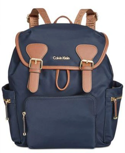 Shop Calvin Klein Double Buckle Backpack In Navy