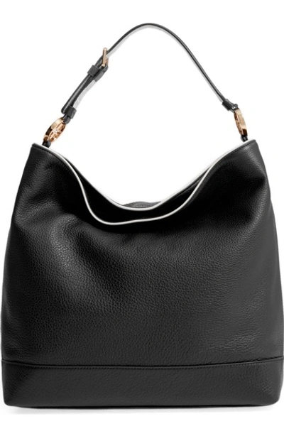 Shop Tory Burch Duet Leather Hobo In Black
