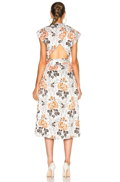 Shop Victoria Beckham Crepon Print Belted Wrap Midi Dress In Floral,red,white