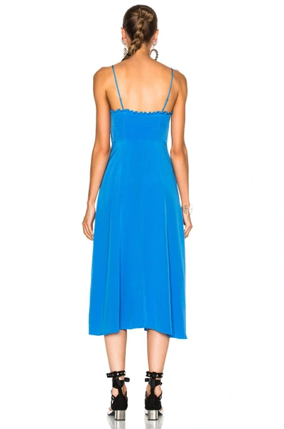 Shop Tibi Silk Ruffle Dress In Blue