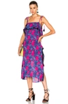 TANYA TAYLOR PALMS JOSEFINA DRESS IN ABSTRACT, BLUE, PINK.,S173D387PS