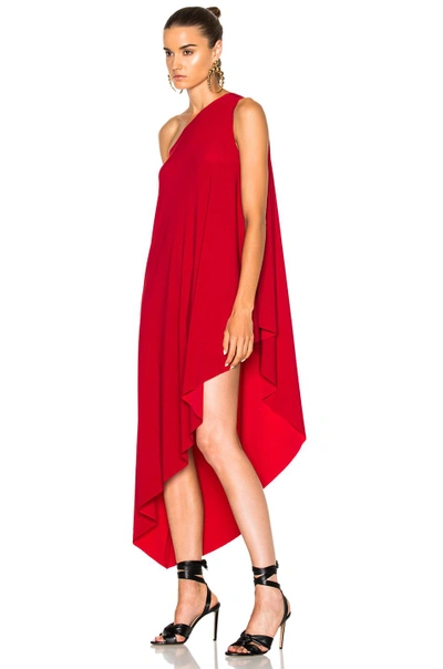 Shop Norma Kamali One Shoulder Diagonal Dress In Red