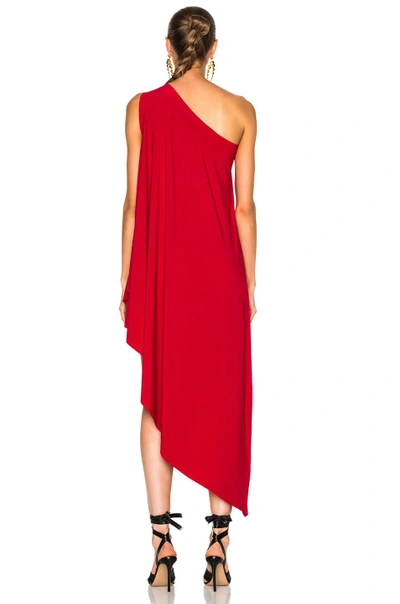 Shop Norma Kamali One Shoulder Diagonal Dress In Red