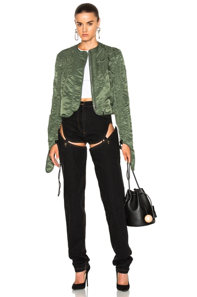 Shop Jw Anderson Cropped Corded Jacket In Green. In Military Green