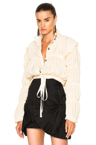 Jw Anderson Pleated Gauze Jacket In Neutrals. In Calico