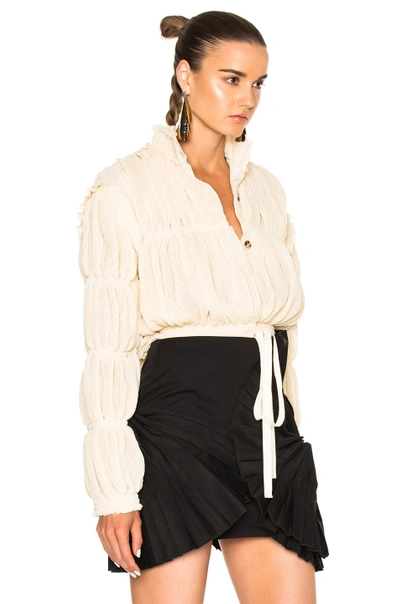 Shop Jw Anderson Pleated Gauze Jacket In Neutrals. In Calico
