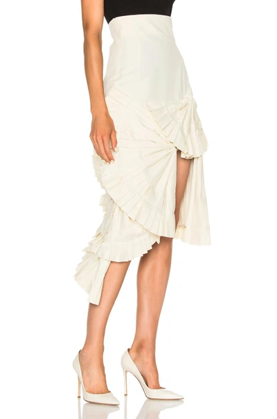 Shop Jacquemus Ruffle Detail Asymmetrical Skirt In Neutrals