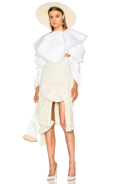 Shop Jacquemus Ruffle Detail Asymmetrical Skirt In Neutrals