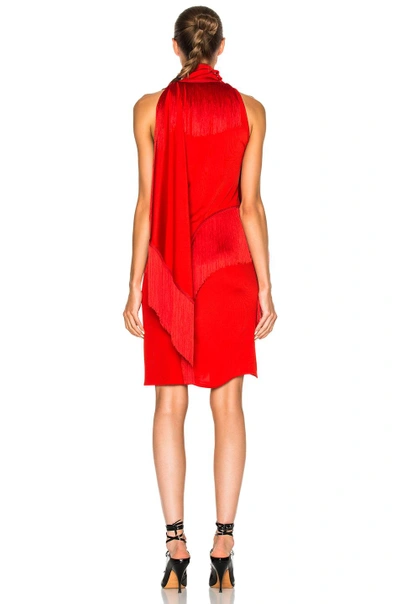 Shop Givenchy Fringe Detail Mini Dress In Red