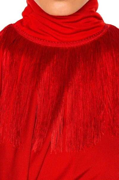 Shop Givenchy Fringe Detail Mini Dress In Red
