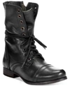 Steve Madden Troopa Womens Leather Lace Up Combat Boots In Black