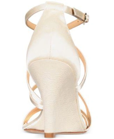 Shop Badgley Mischka Bonanza Strappy Wedge Evening Sandals In Ivory