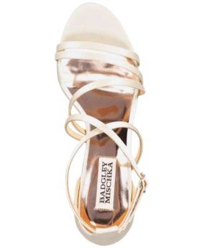 Shop Badgley Mischka Bonanza Strappy Wedge Evening Sandals In Ivory