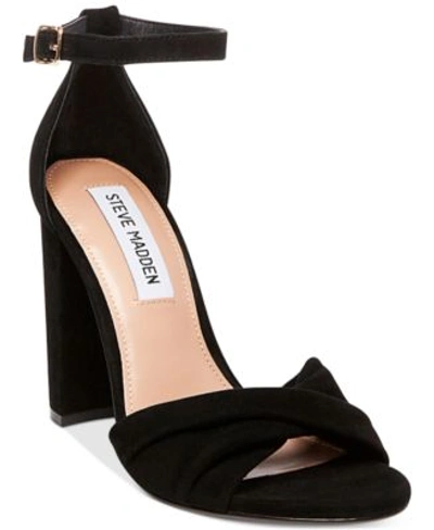 Steve Madden Women's Clever Block-heel Sandals In Black Suede