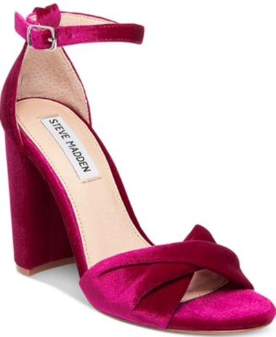 Steve Madden Women&#039;s Clever Block-heel Sandals In Magenta Velvet