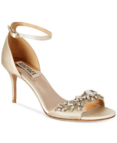 Badgley Mischka Bankston Ankle-strap Evening Sandals Women's Shoes In Ivory