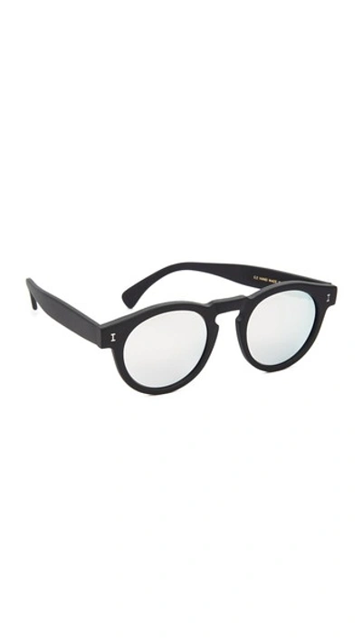 Illesteva Matte Leonard Mirrored Sunglasses In Matte Black/silver