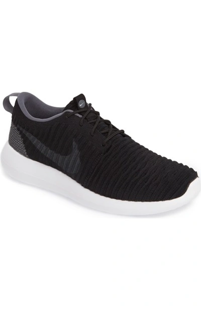 Nike Roshe Two Flyknit Sneakers In Black/ Dark Grey/ White/ Grey