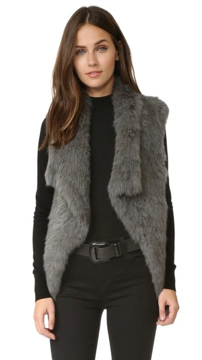 Yves Salomon Rabbit Fur Vest In Grey