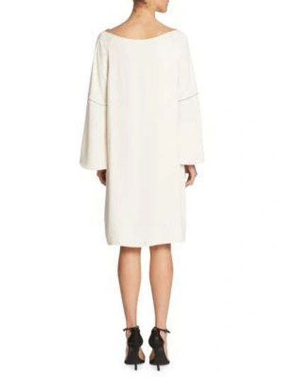 Shop Halston Heritage Flounce Sleeve Hi-lo Dress In Cream