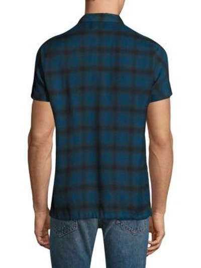 Shop Helmut Lang Cotton Short Sleeve Shirt In Blue Plaid